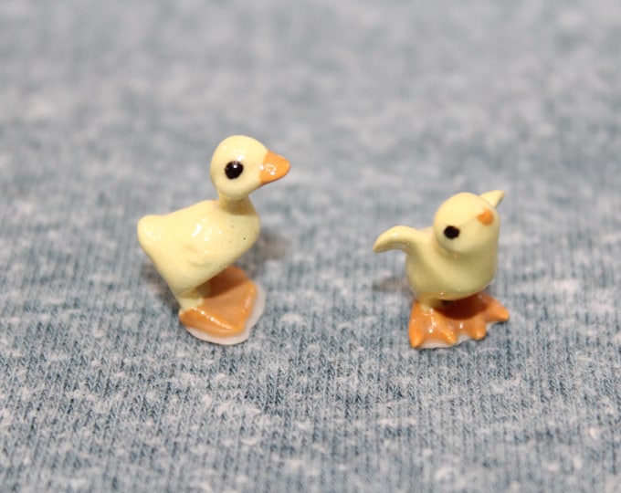 Vintage Hagen Renaker Miniature Figurines Pair of Ducklings
