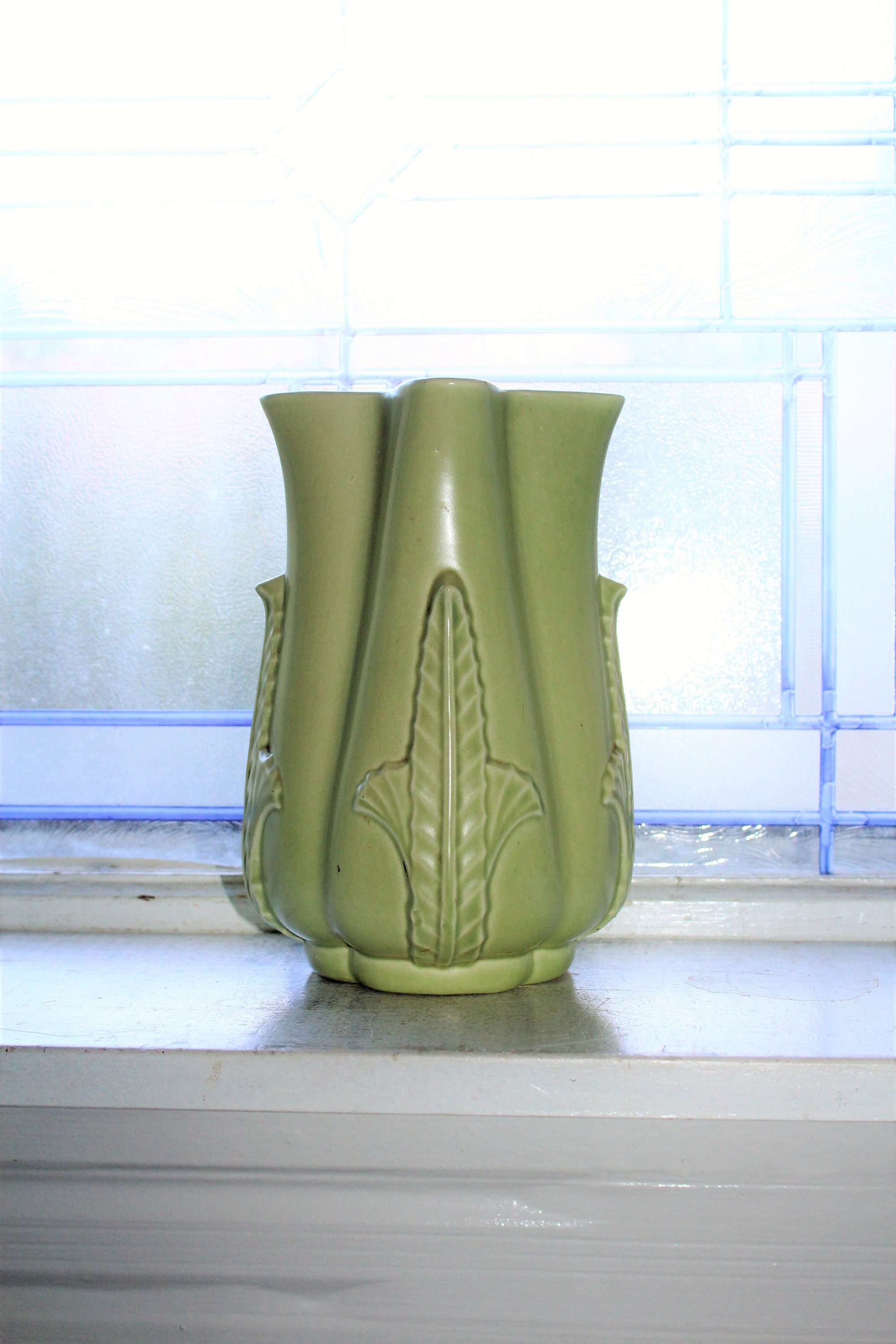 Mid Century Red Wing Pottery Vase 1950s Sage Green 1201