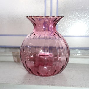 Vintage Cranberry Ribbed Glass Vase