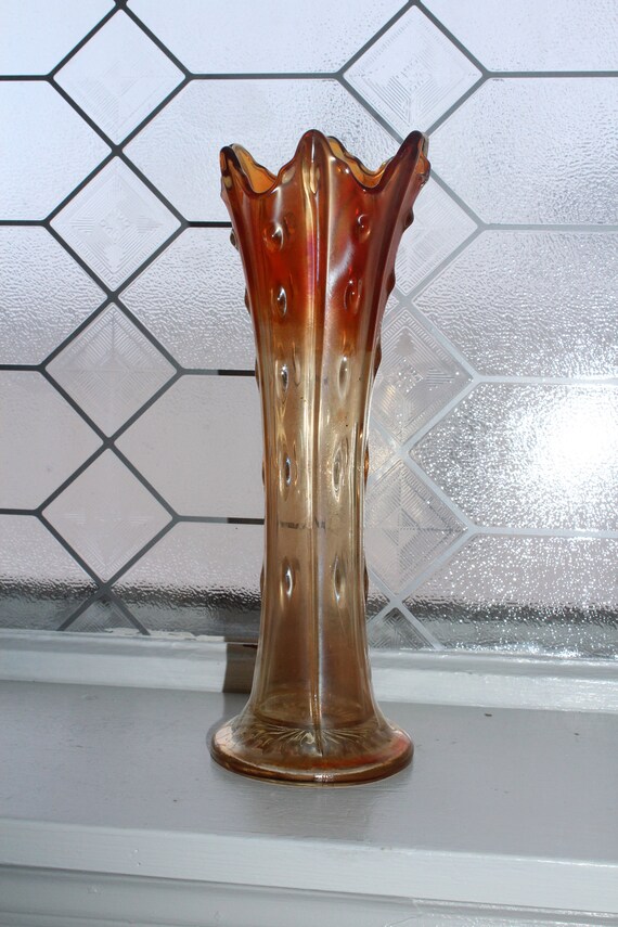 アンティーク カーニバル スイング ガラス花瓶 マリーゴールド