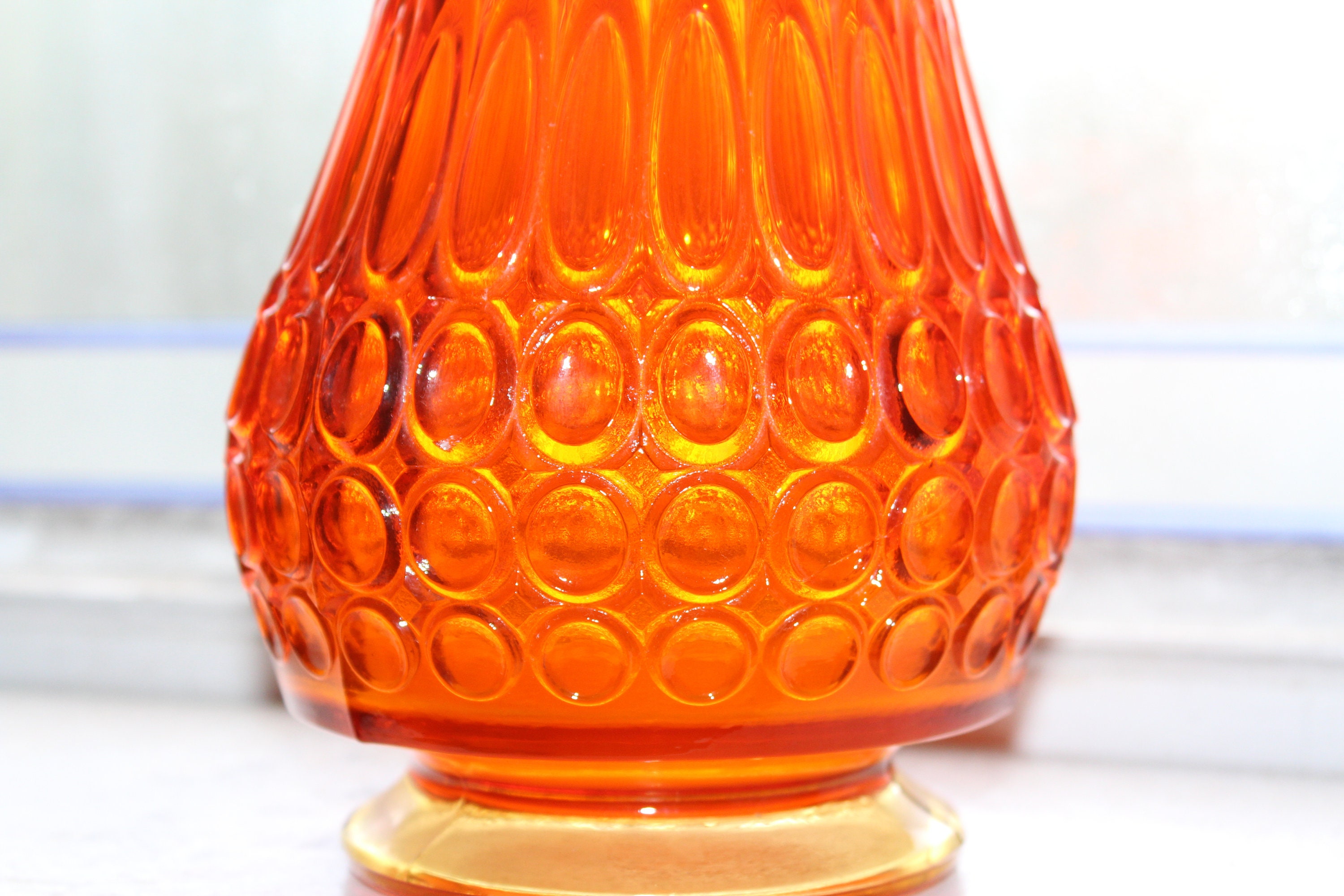 Large Orange Glass Vase 18 Vintage Mid Century Modern Swung Glass