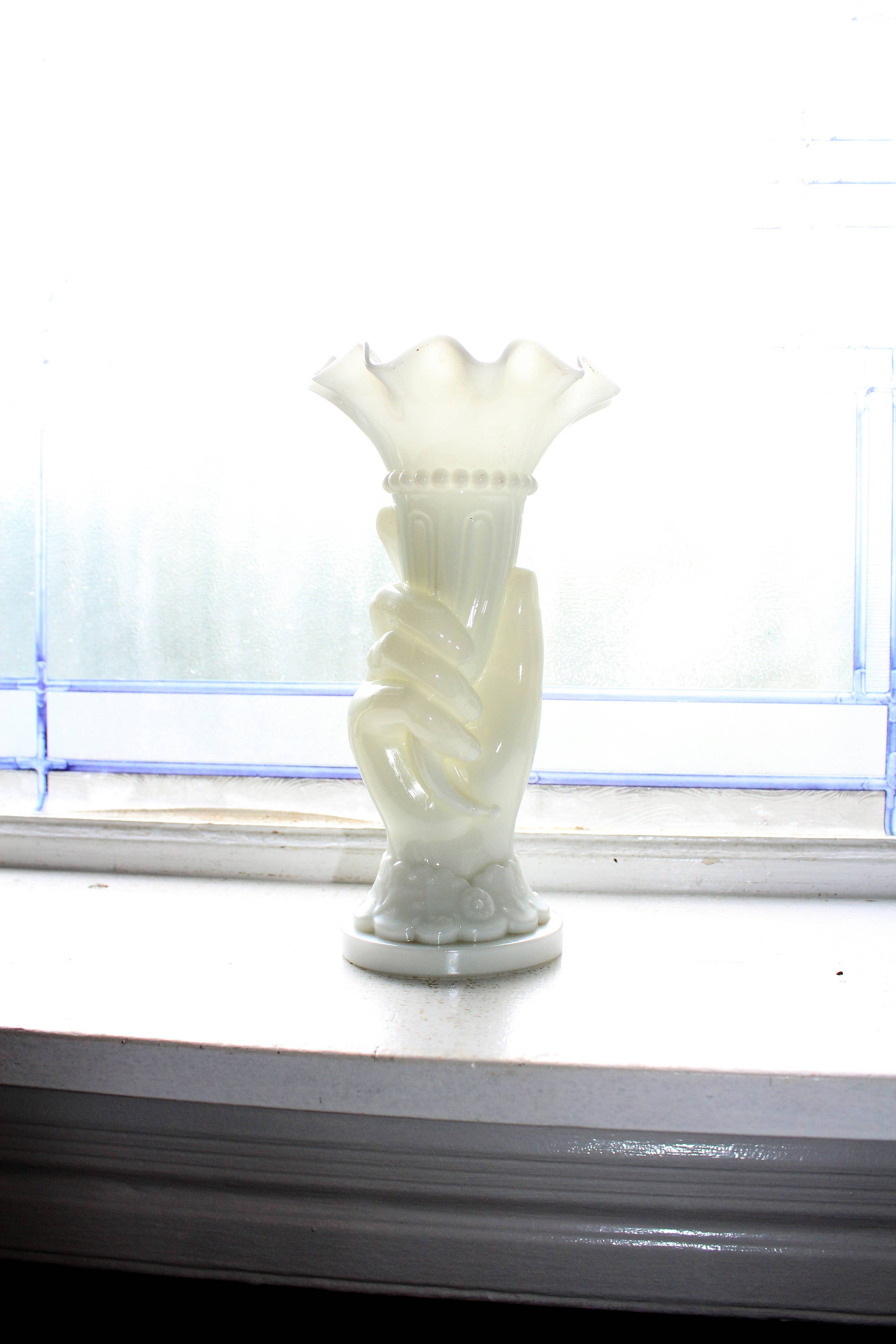 Vintage Milk Glass Hand Vase Made In France