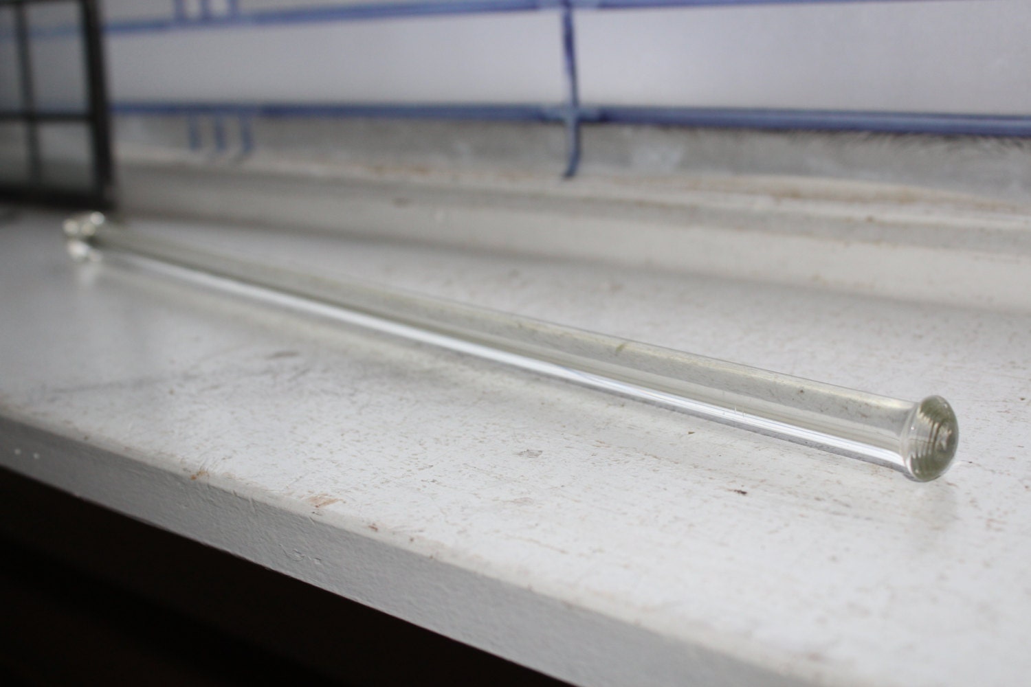 Vintage Glass Towel Rod Towel Bar Clear Glass and Chrome