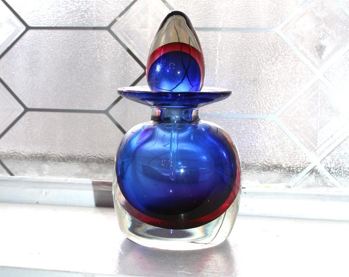 Vintage Murano Glass Heavy Perfume Bottle Sommerso 1970s