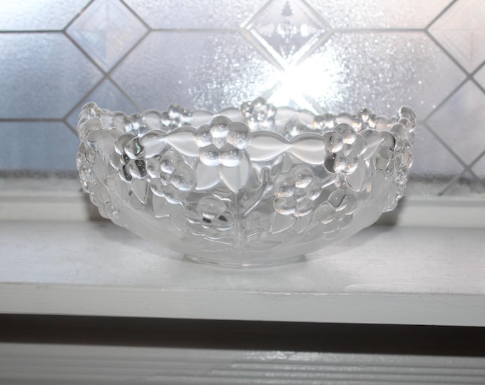 Vintage Mikasa Carmen Crystal Serving Bowl with Raised Flowers