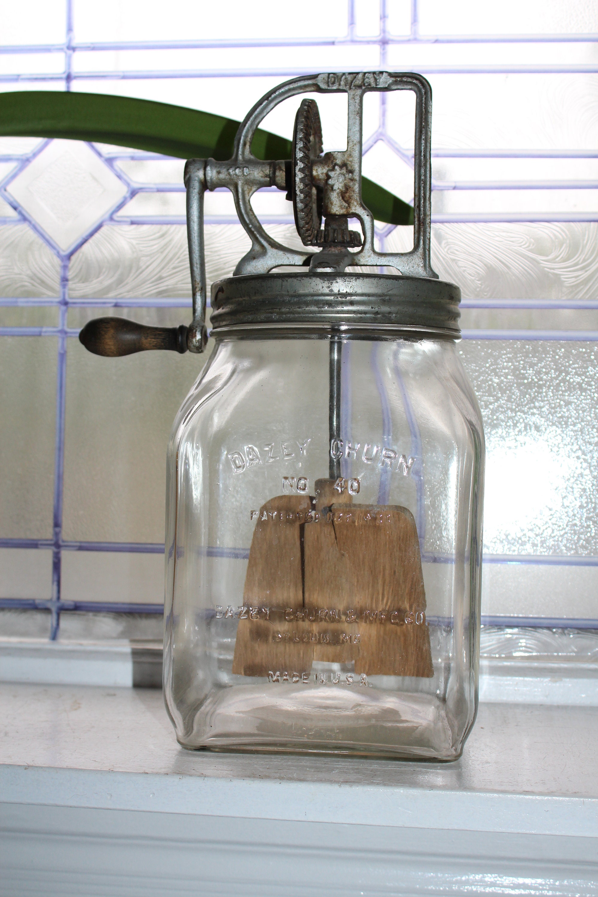 Antique Dazey Glass Butter Churn No. 40 Rustic Farmhouse Decor