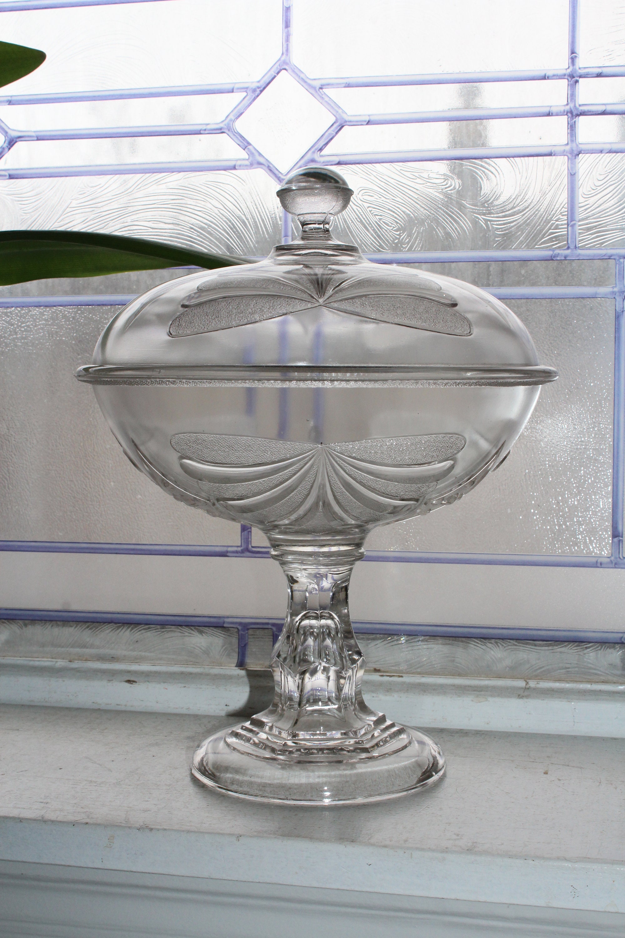 Antique Glass Compote with Lid EAPG Antique Glass Compote with Lid EAPG