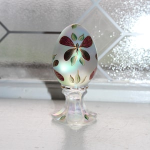 Vintage Fenton Glass Egg Hand Painted Artist Signed