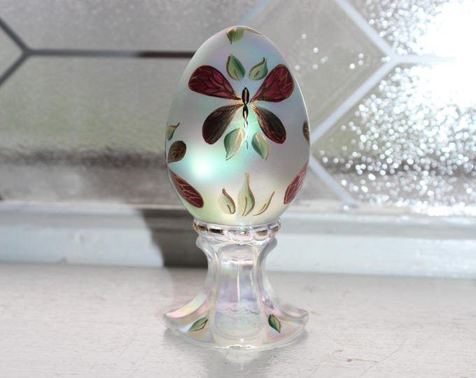 Vintage Fenton Glass Egg Hand Painted Artist Signed
