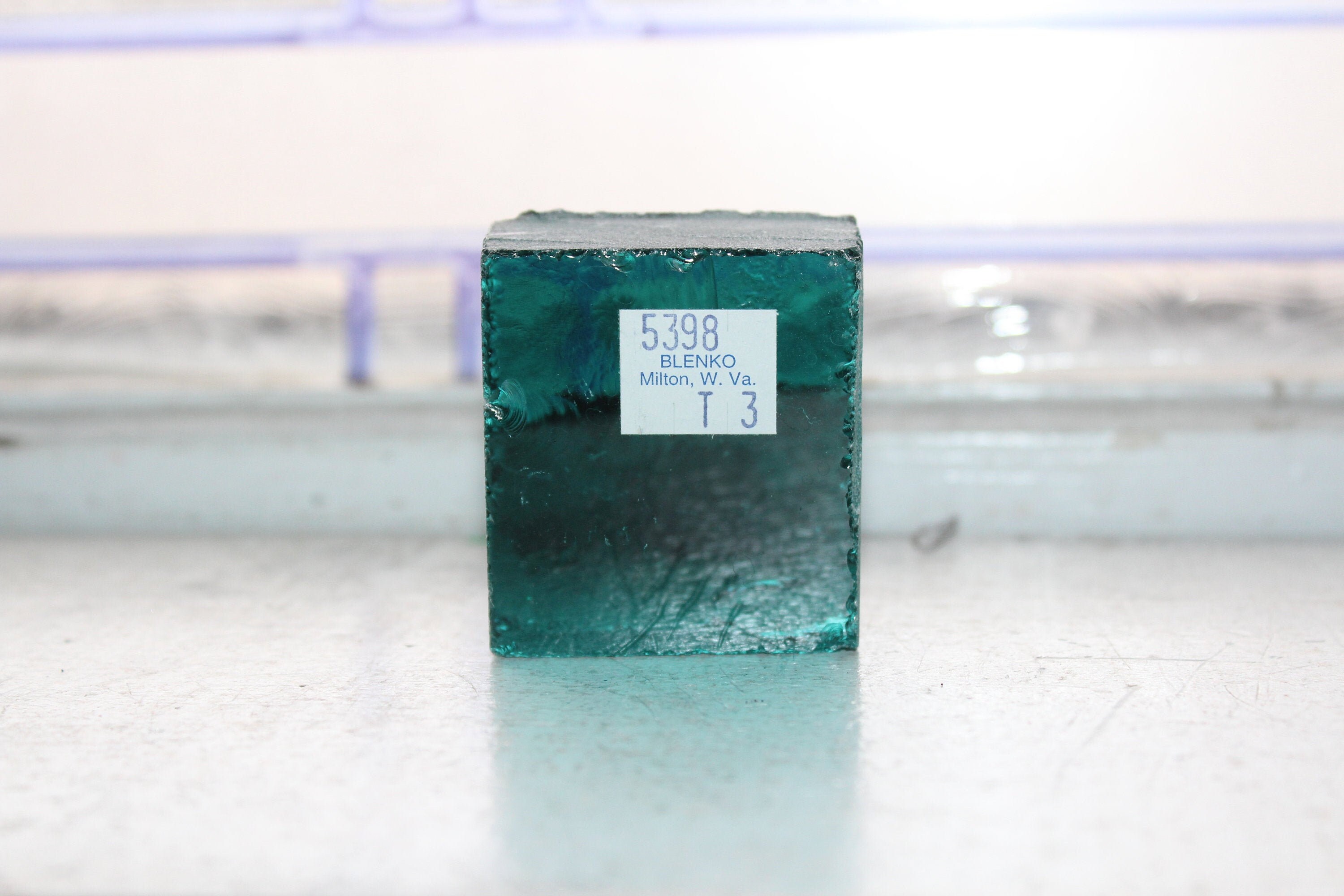 Vintage Blenko Glass Color Sample Block Paperweight Art Supply 5398 T3