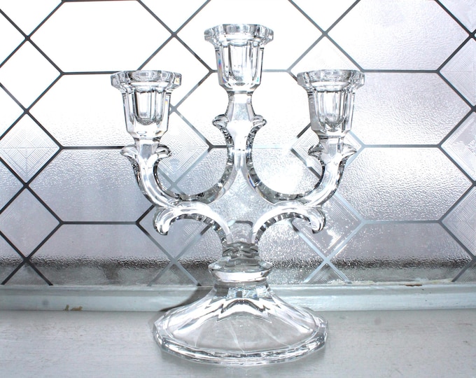 Vintage Towle Crystal Candelabra Elegant 3 Light Candle Holder