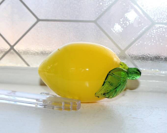 Vintage Murano Glass Yellow Lemon Fruit Handblown