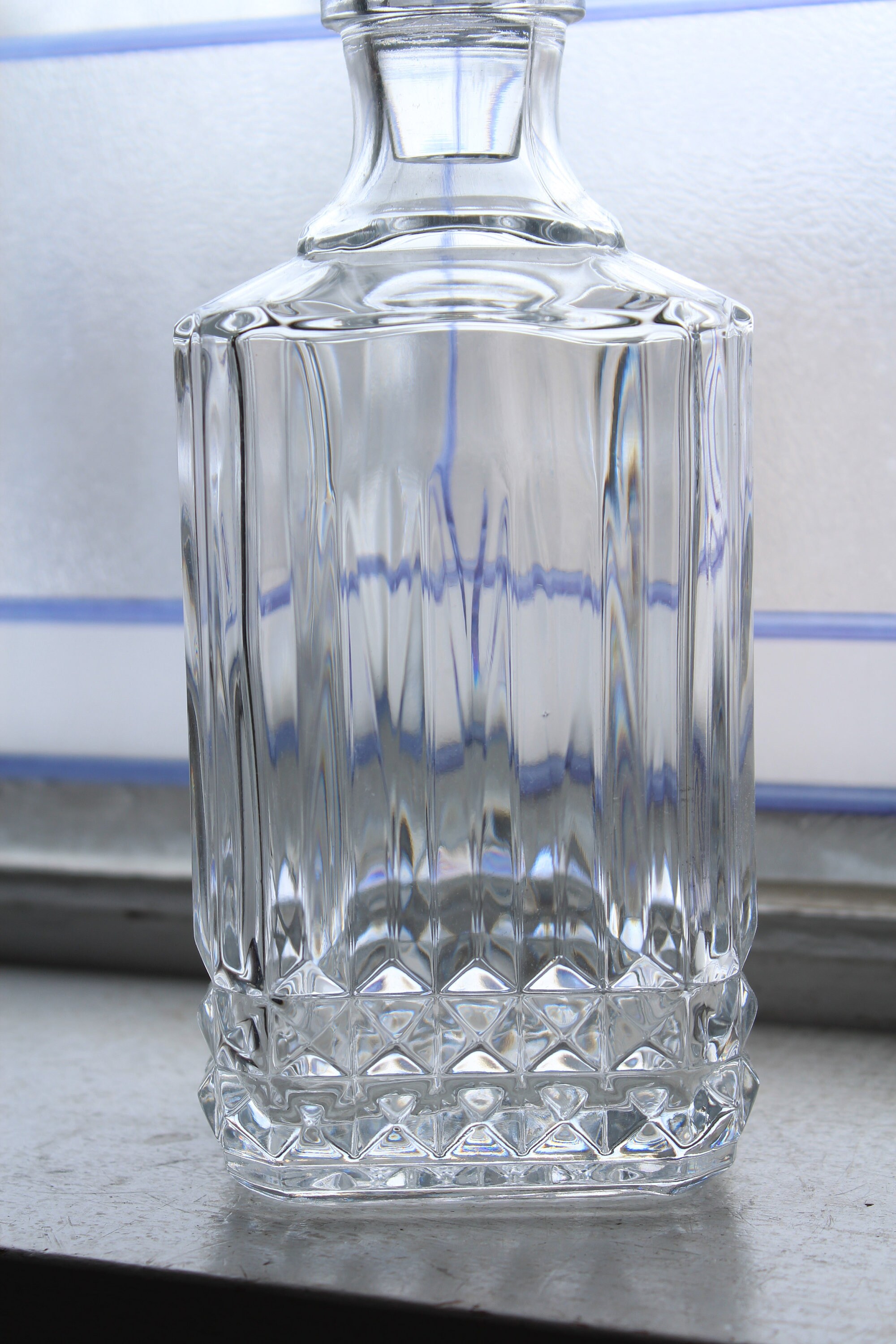 Vintage Crystal Liquor Decanter Square Barware