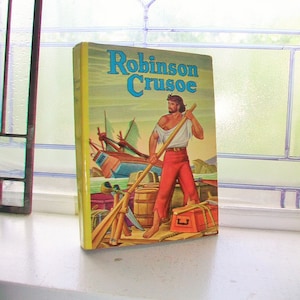Robinson Crusoe Vintage 1950s Hardcover Book with Dust Jacket by Daniel Defoe