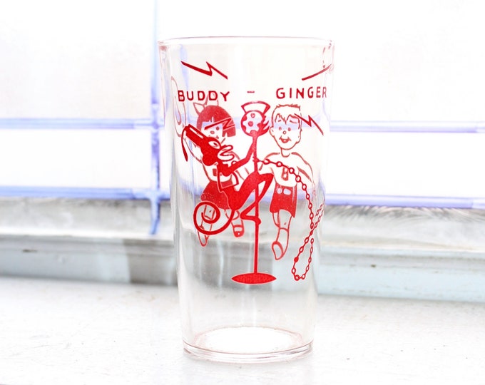 Buddy & Ginger Glass Tumbler Vintage Advertising