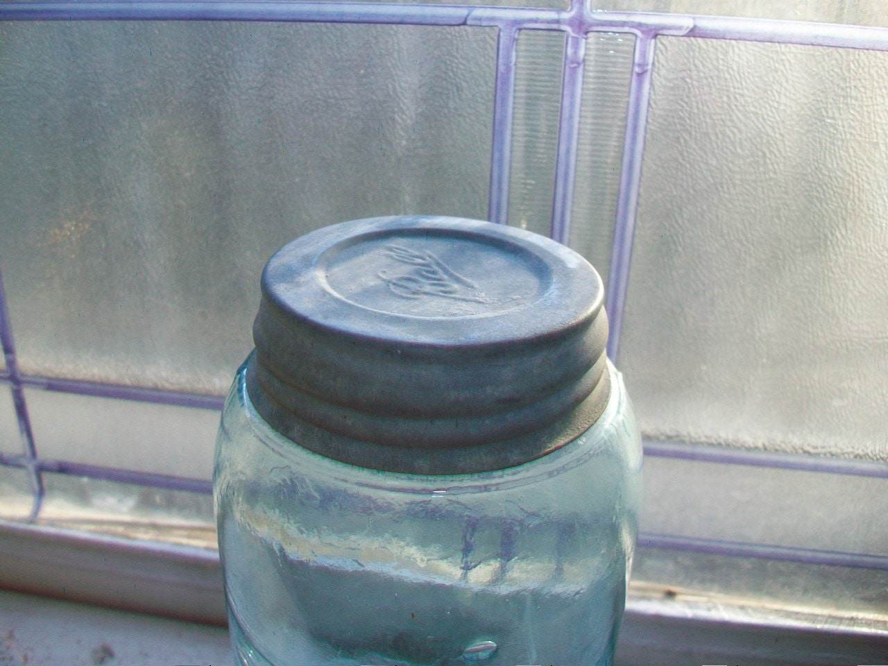 Antique Blue Canning Jar Swayzee's Improved Mason Jar Quart Early 1900s