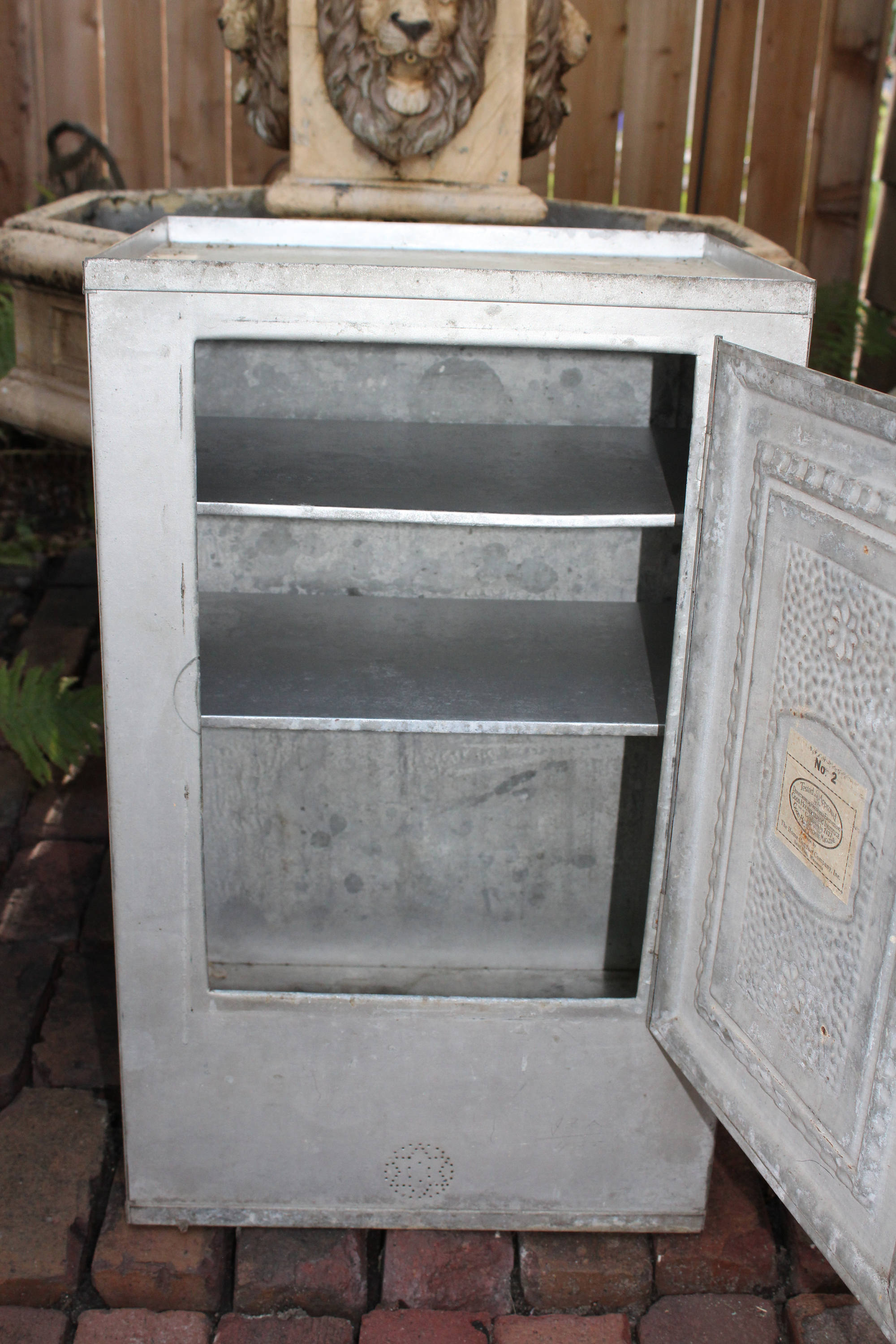 Antique Tin Pie Safe Bread Box 27.5 Inches Circa 1910s