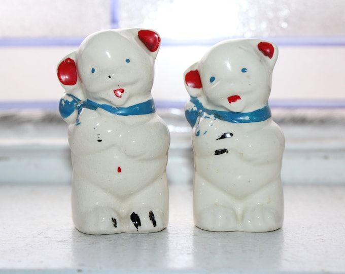 Vintage Salt and Pepper Shakers Bears American Bisque