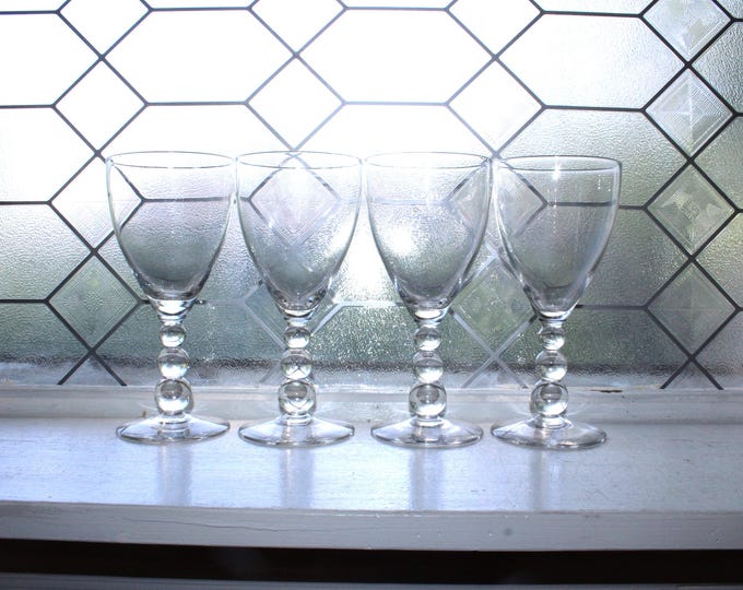 4 Vintage Art Deco Ball Stem Wine Glasses Aristocrat by Bryce