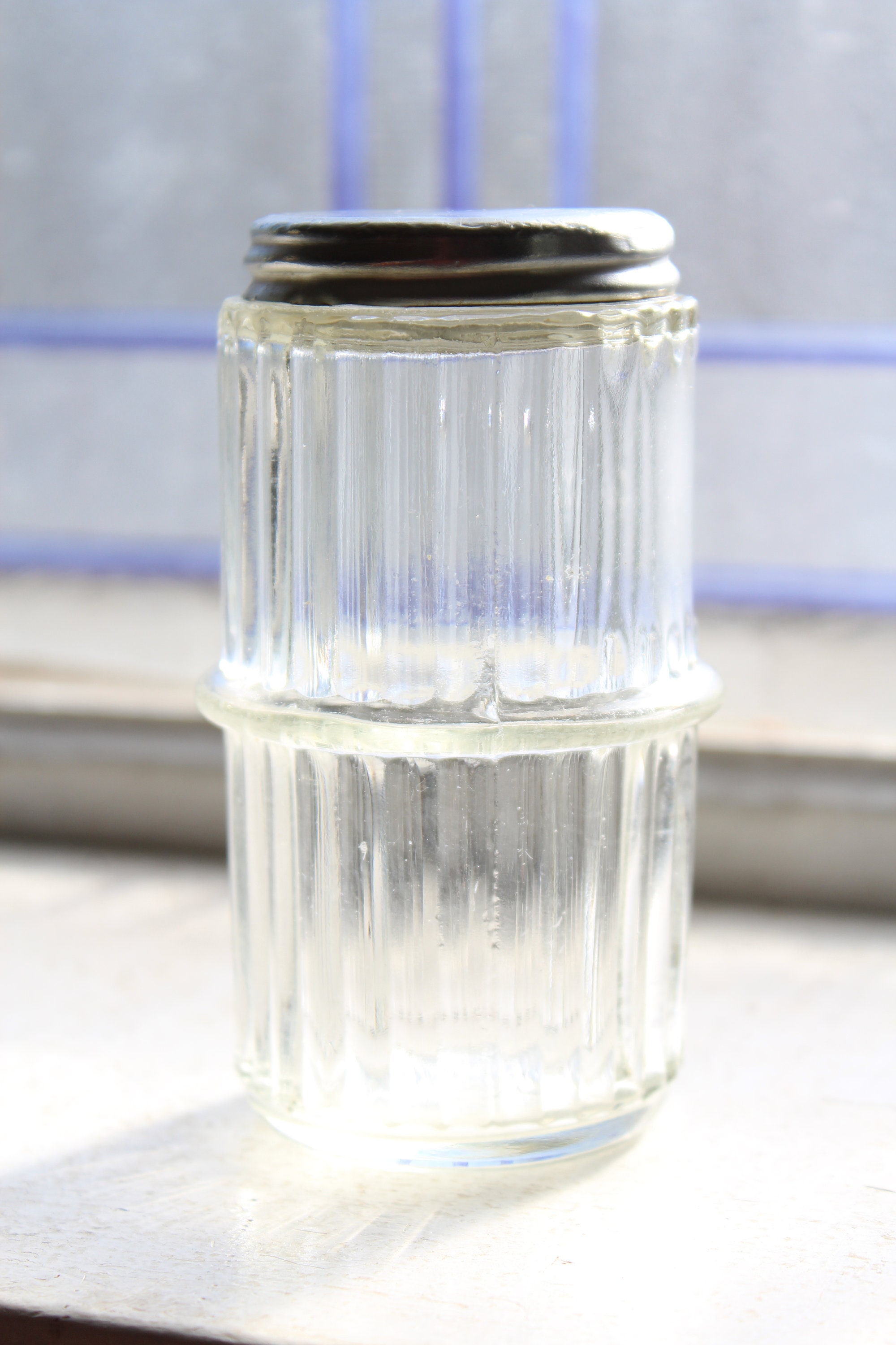 Vintage Hoosier Glass Spice Jar Ribbed Paneled