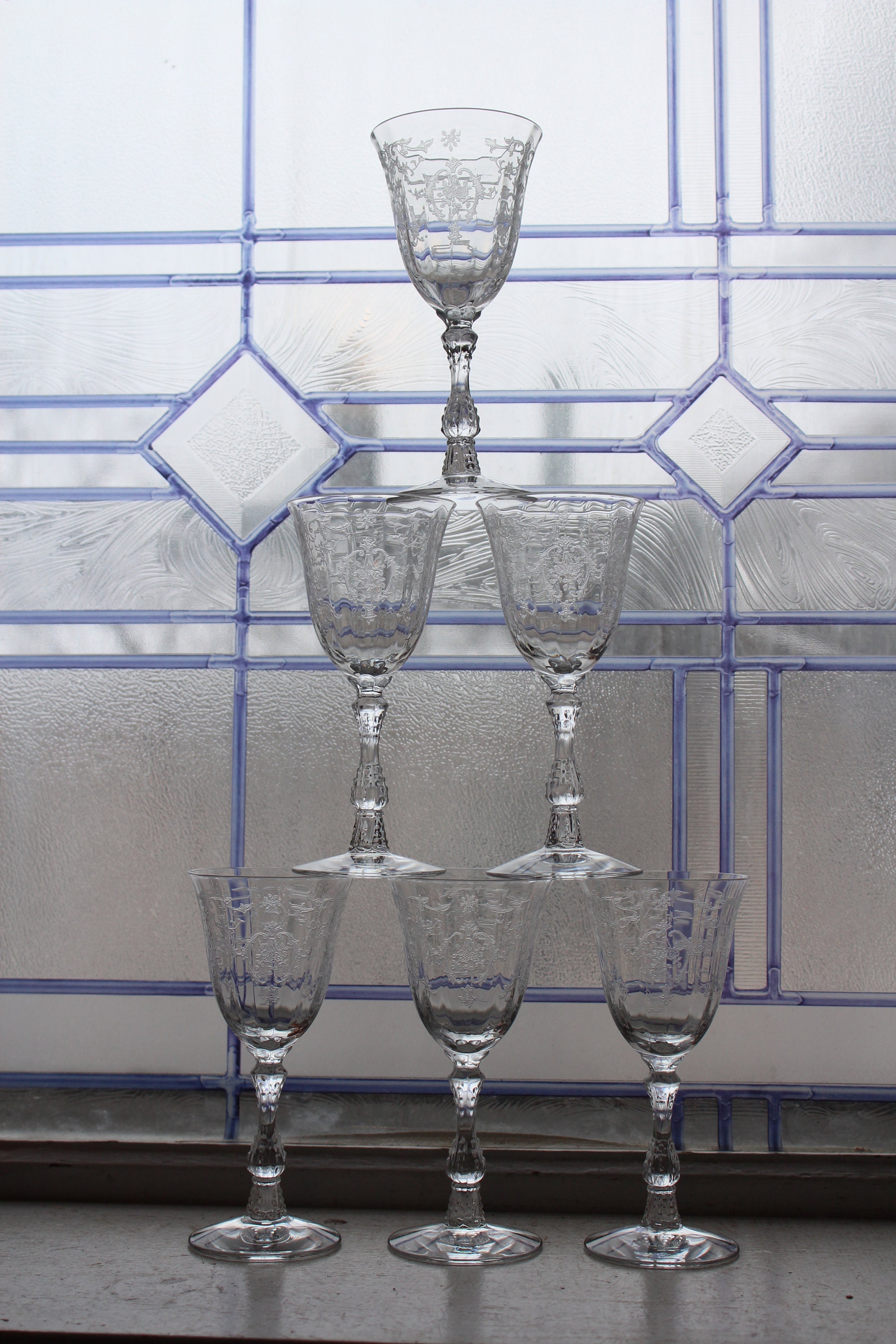 4 Fostoria Navarre Small Wine Glasses Vintage 5 3/8 Stemware