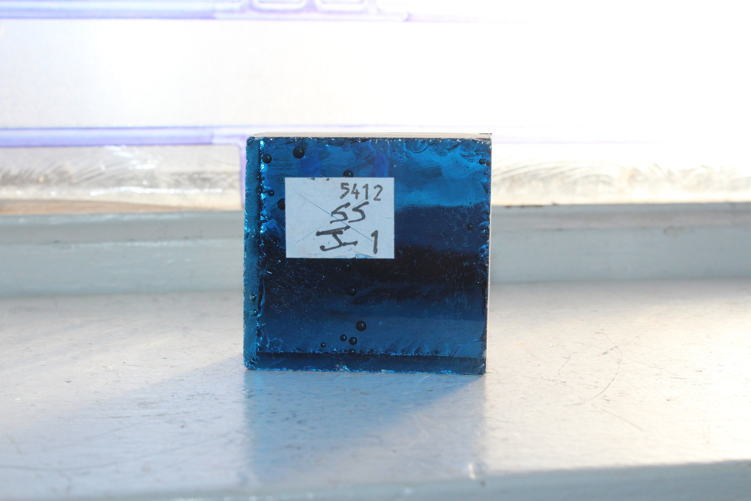 Vintage Blenko Glass Color Sample Block Paperweight Art Supply 5412SS J1