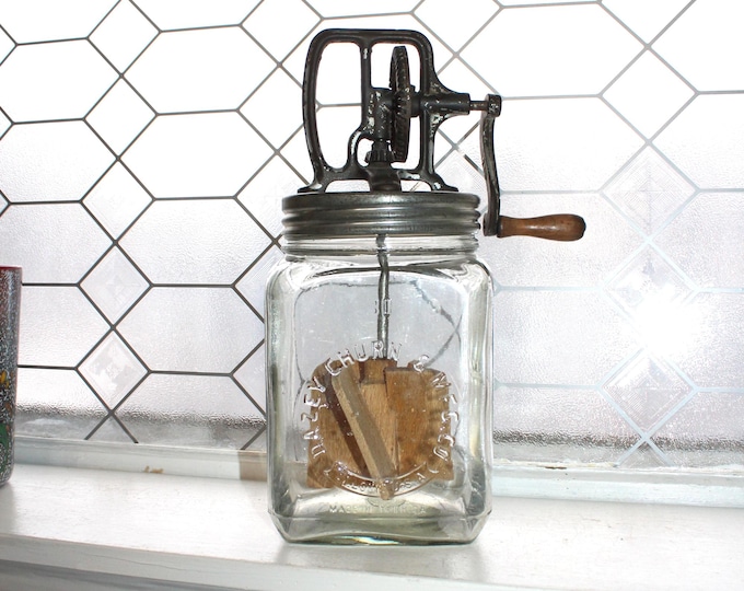 Vintage Dazey Glass Butter Churn #30 3 Quart Rustic Farmhouse Decor