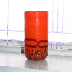 Vintage Orange Art Glass Vase with Copper Aventurine