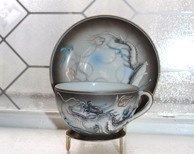 Vintage Dragonware Teacup and Saucer with Geisha Lithophane