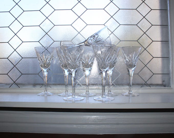 8 Vintage Gorham Crystal Cherrywood Continental Champagne Glasses 7 5/8"