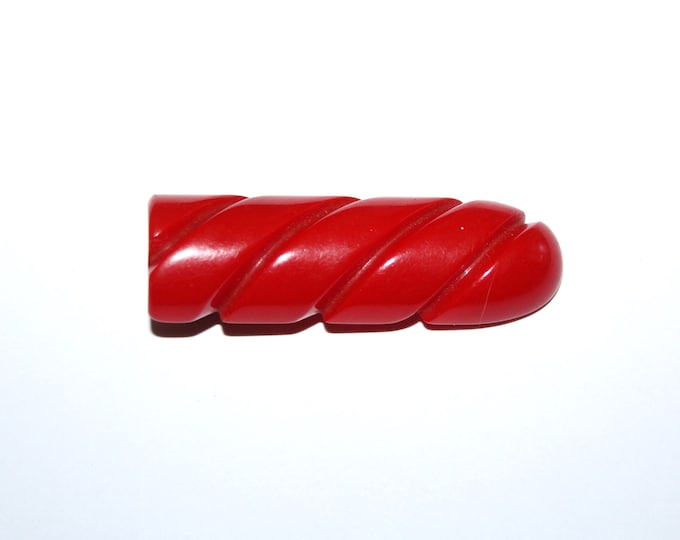 Carved Cherry Red Bakelite Dress Clip Vintage Art Deco