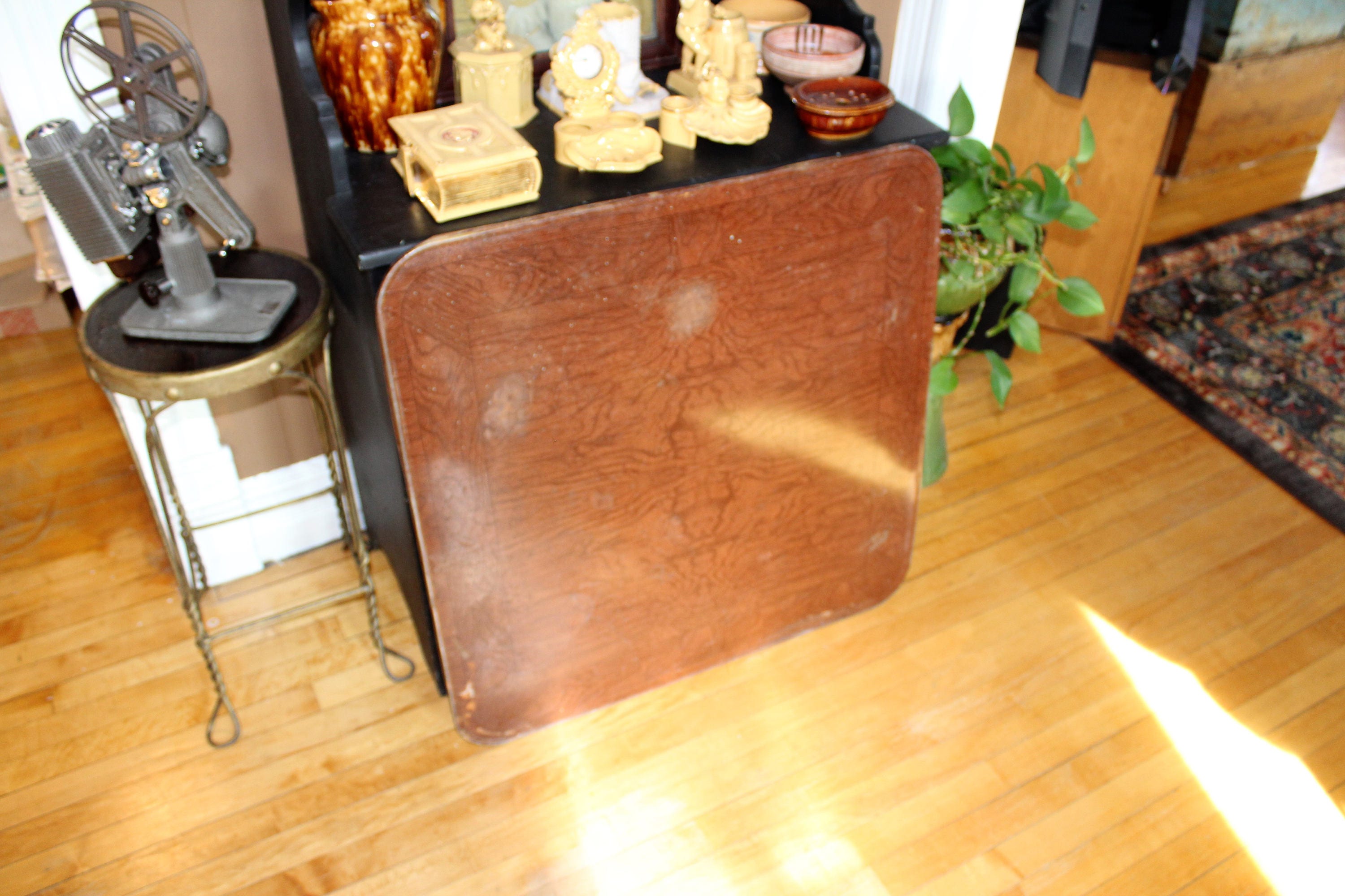 Antique Stove Mat Pad Floor Protector Wood Grain Metal