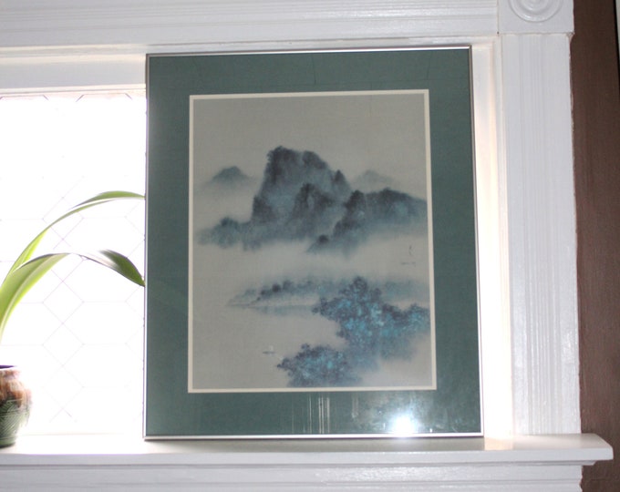 David Lee Framed Asian Lithograph Print Return Sail