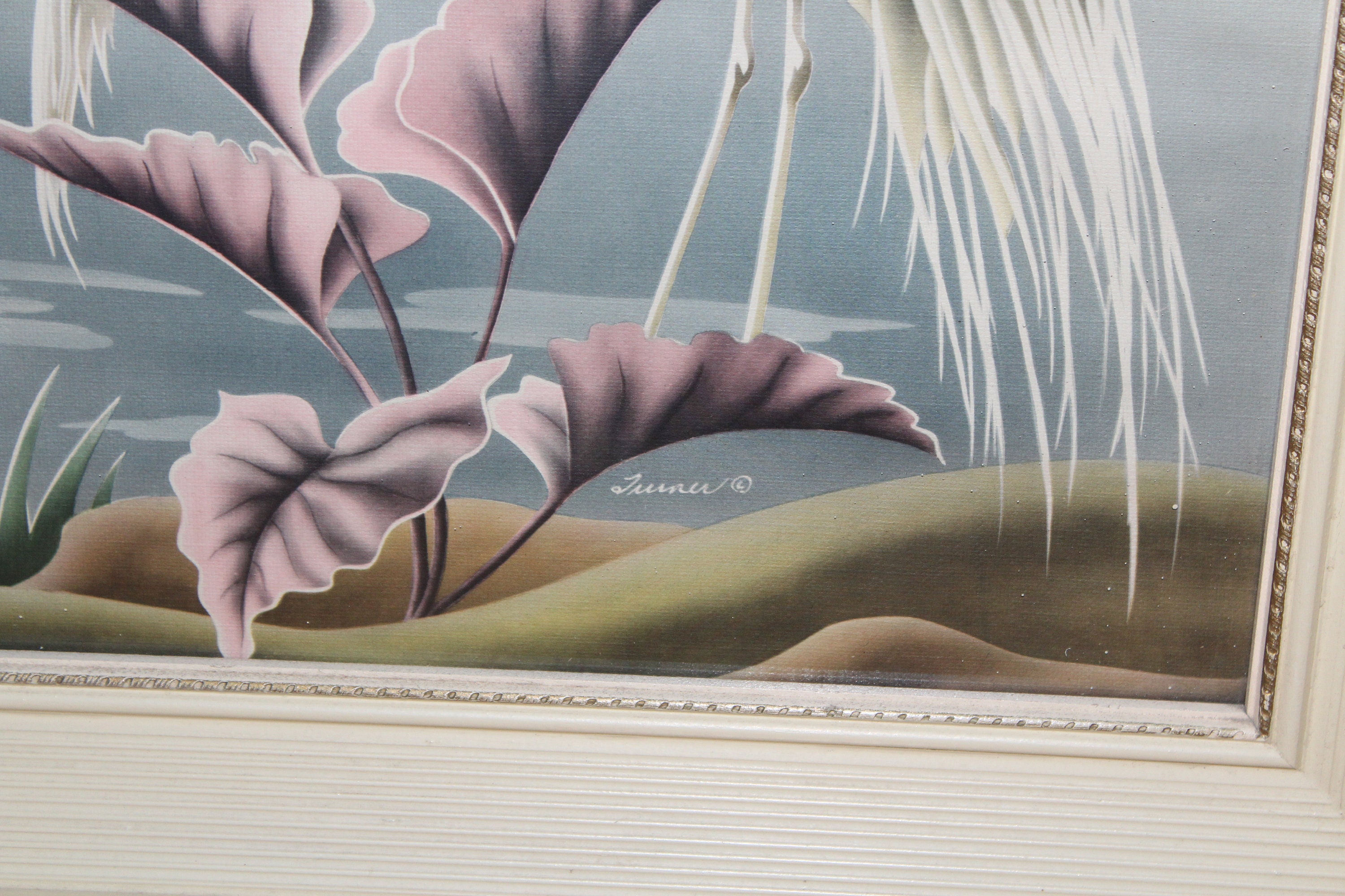 Vintage Turner Egrets Print Lithograph Framed Mid Century 1950s