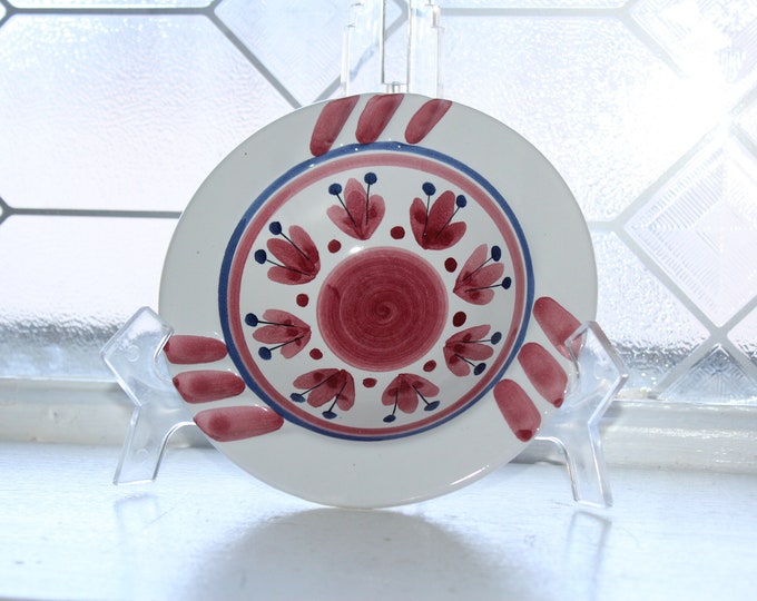 Vintage Scandinavian Pottery Ashtray Graverens Sandnes Norway Red White