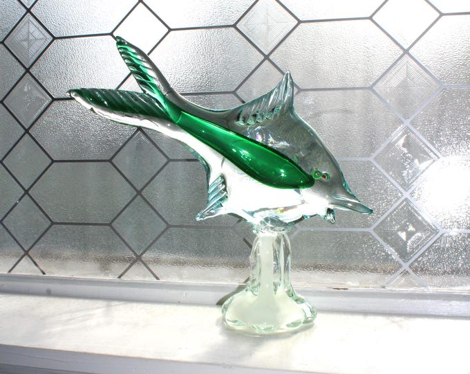 Large Mid Century Murano Glass Fish Sculpture Vintage 1950s