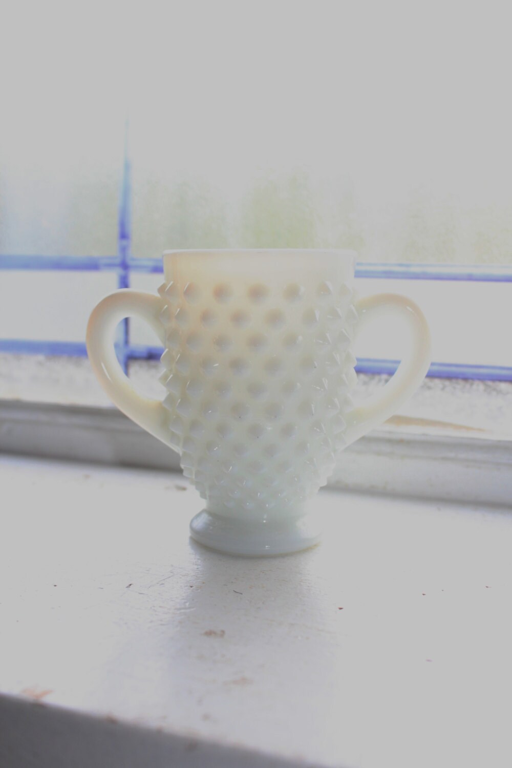 Milk Glass Hobnail Sugar Bowl Vintage 1960s