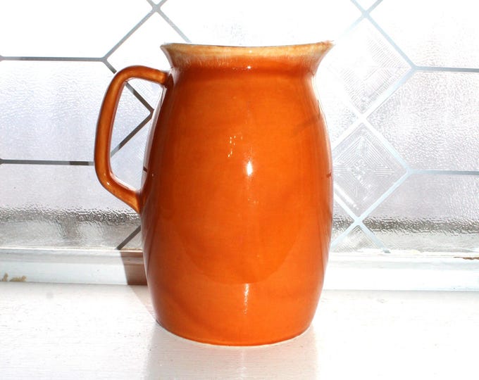 Vintage Hull Pottery Orange Drip Pitcher Oven Proof