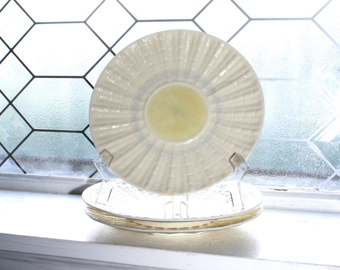 3 Vintage Irish Belleek Neptune Luncheon Plates 6th Green Mark