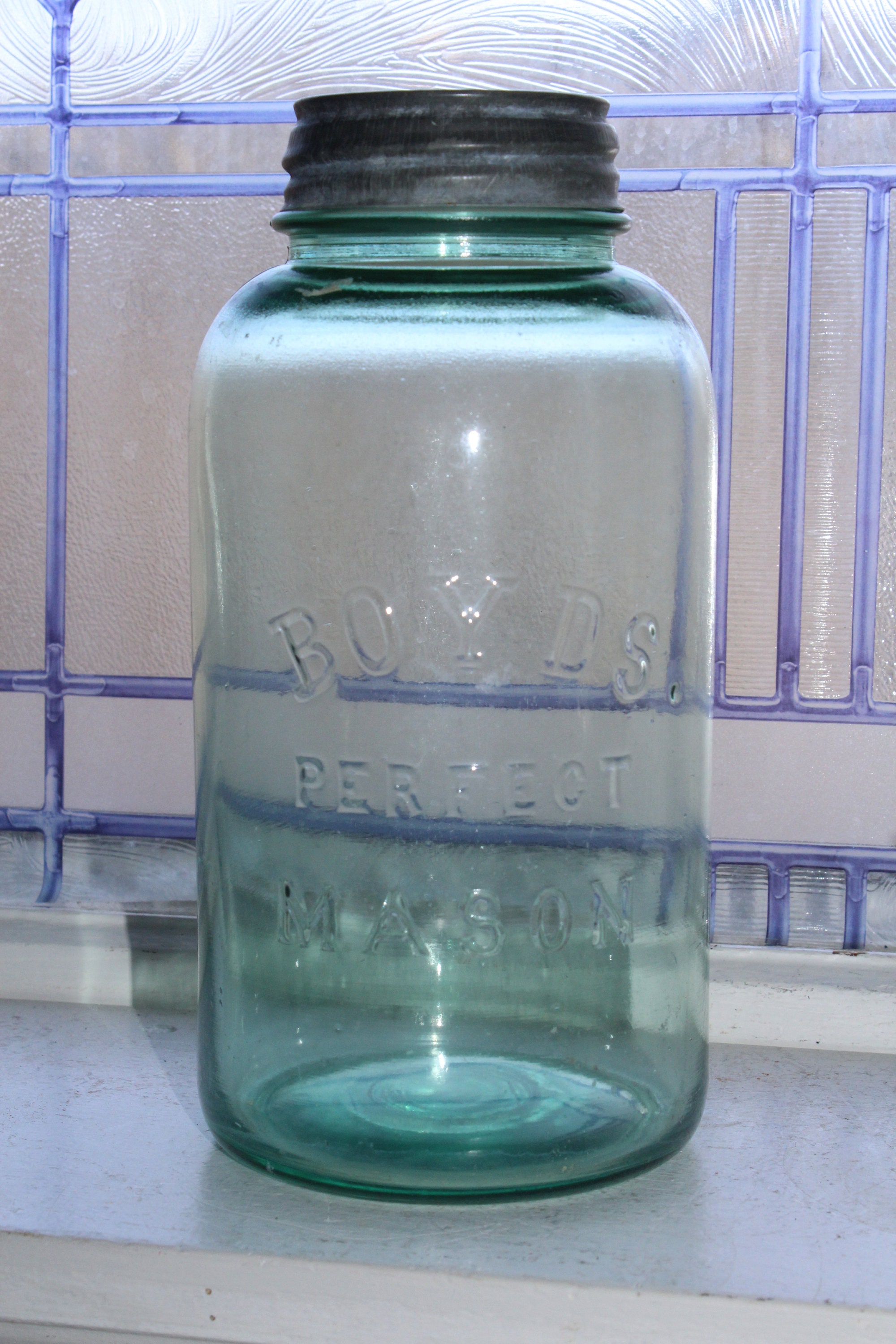 Boyds Perfect Mason Jar Half Gallon Antique Blue Canning Jar