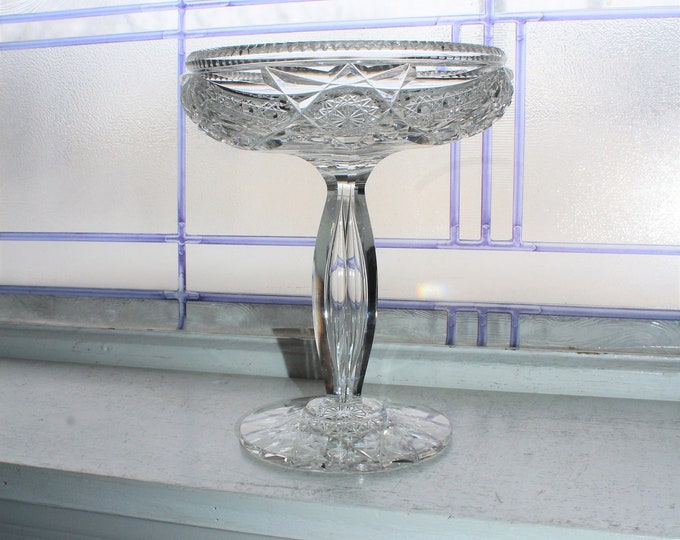 Antique Hawkes Cut Glass Tazza Compote