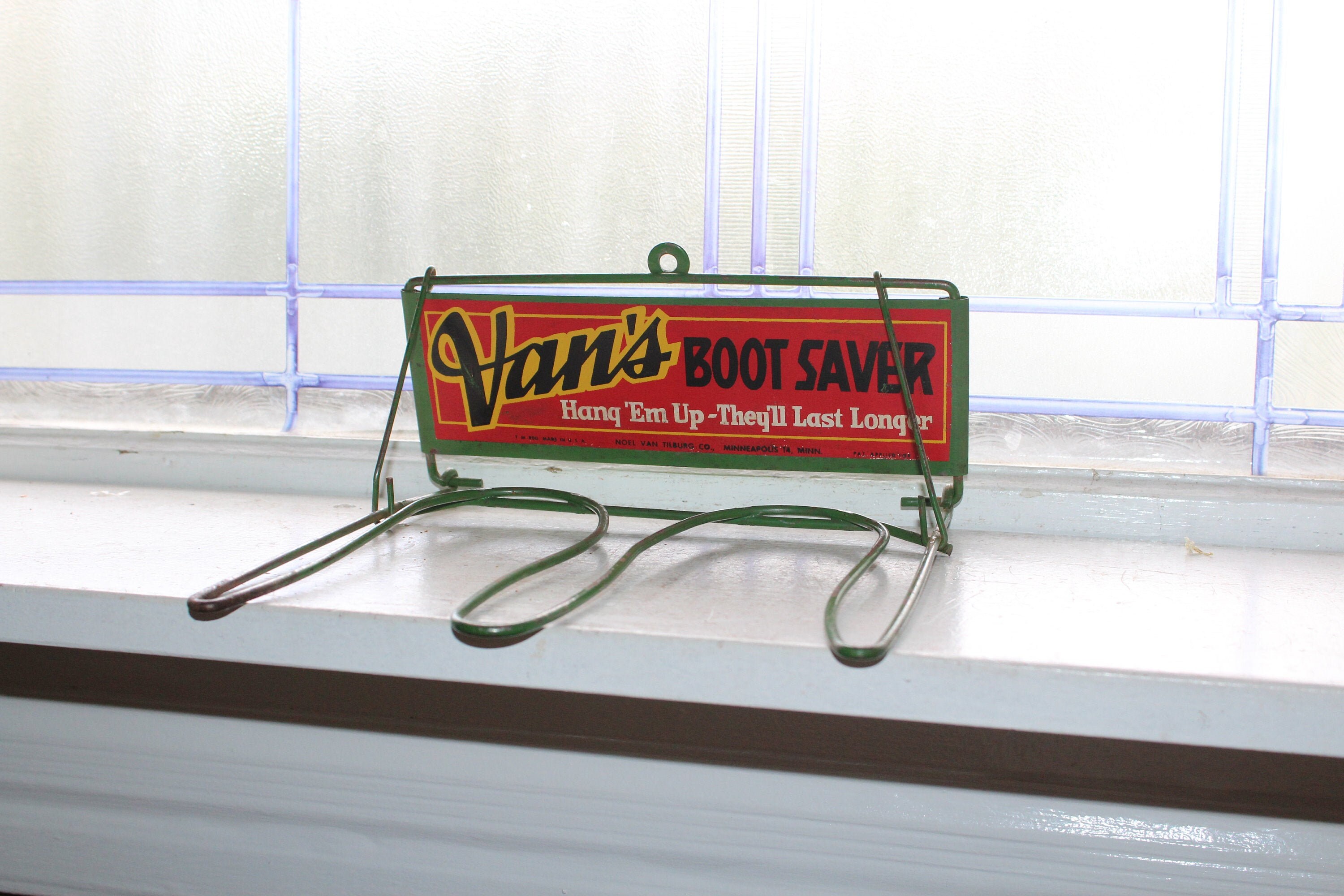 Van's Boot Saver Vintage Metal Shoe Rack Rustic Farmhouse Decor