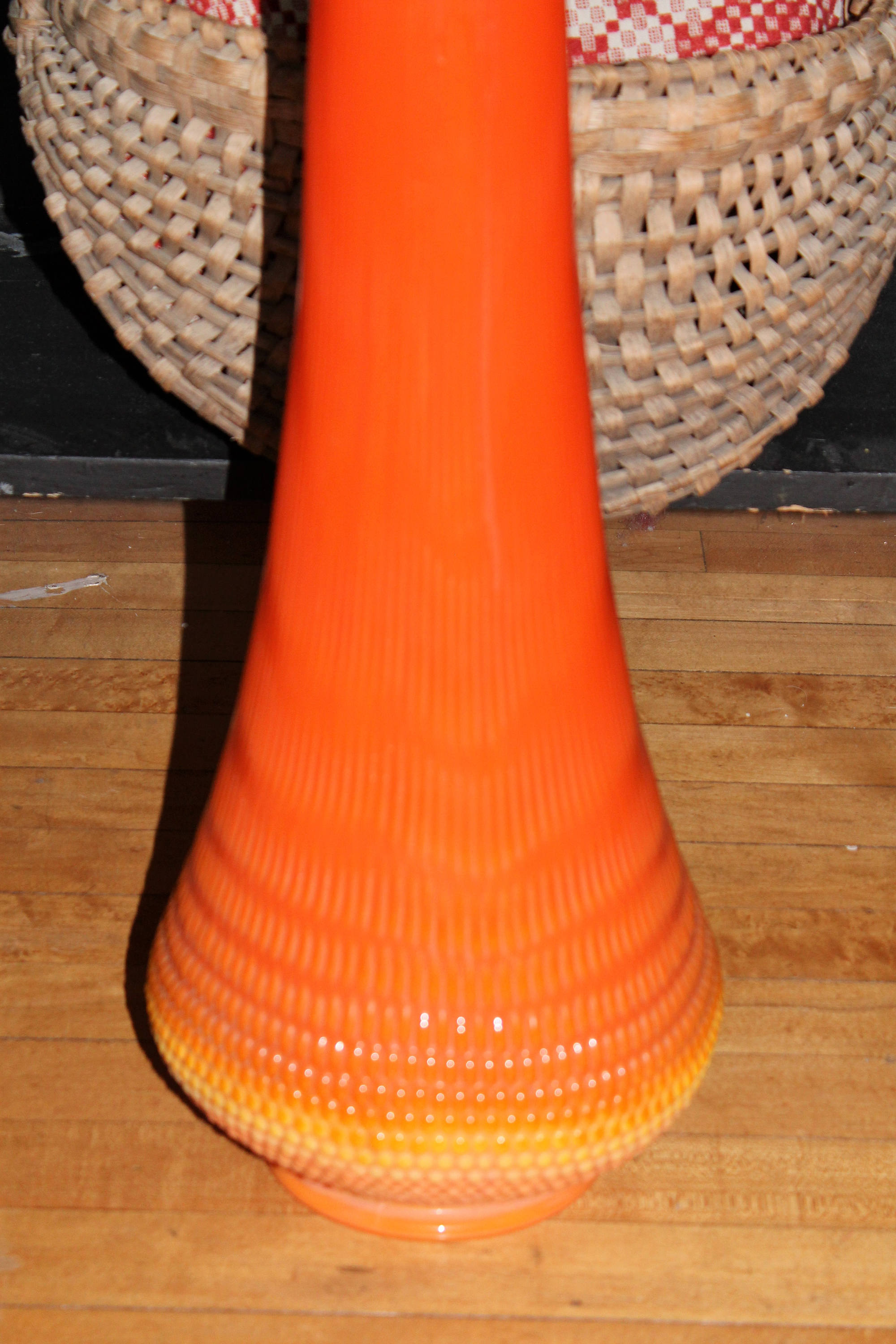 Huge 42.5 Glass Floor Vase Tangerine Orange Vintage 1960s