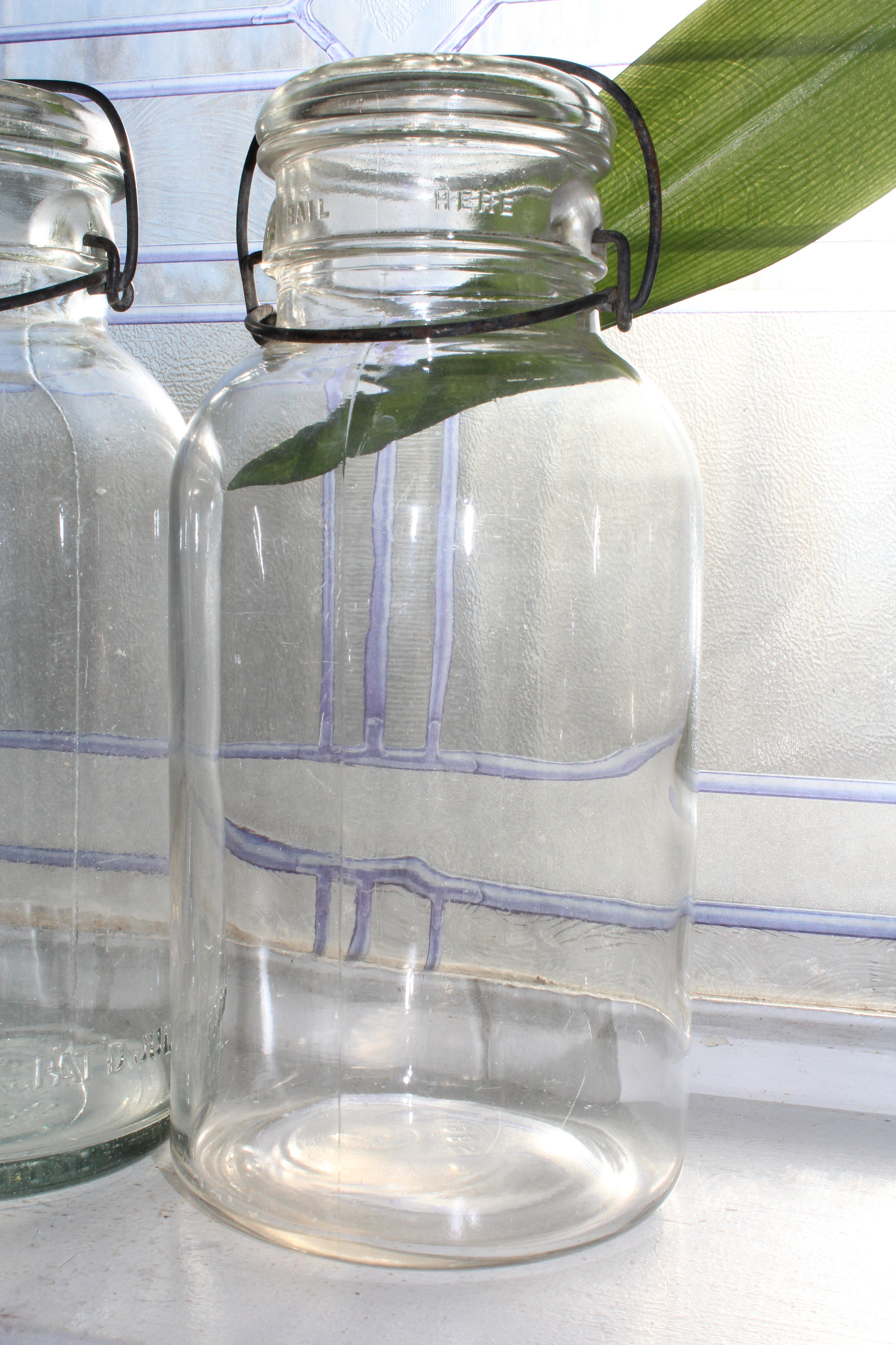 3 Half Gallon Mason Jars with Glass Lids Vintage 1920s Rustic Farmhouse