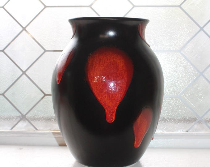 Vintage Poole Pottery Vase Galaxy Orange Drip Lava