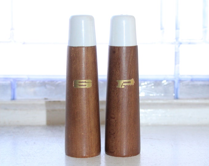 Vintage Salt and Pepper Shakers Mid Century Wood