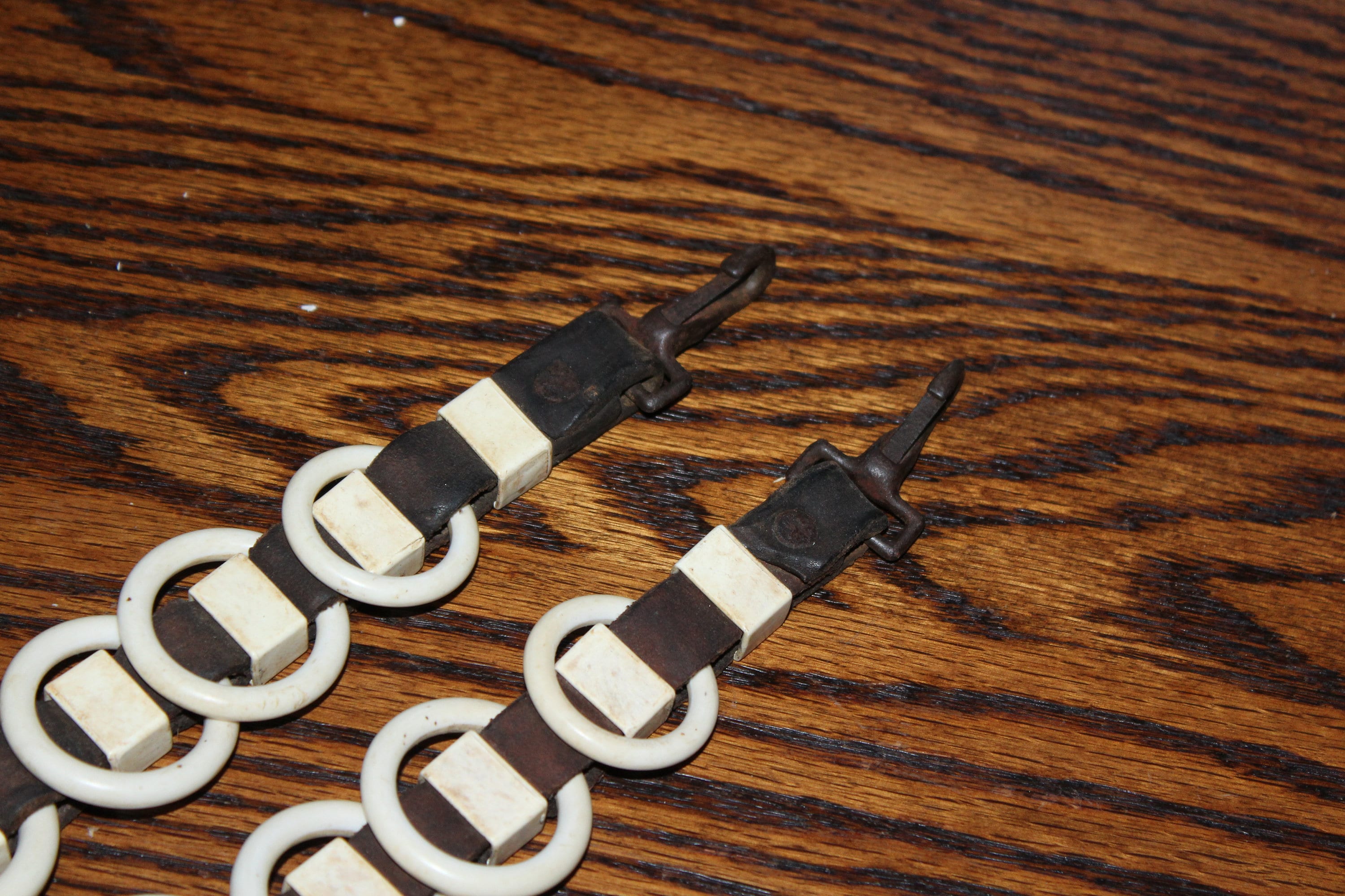 2 Vintage Horse Tack Harness Spreaders Celluloid Rings