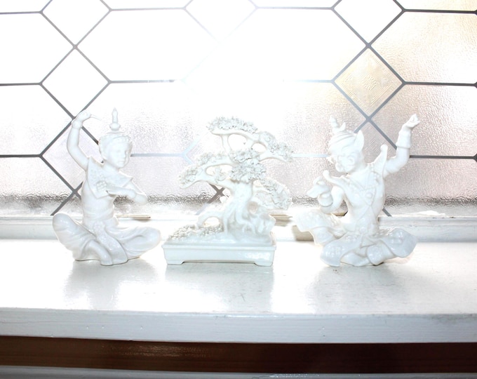 Vintage Ardalt Porcelain Trio Asian Figurines Thia Temple Dancers and Tree