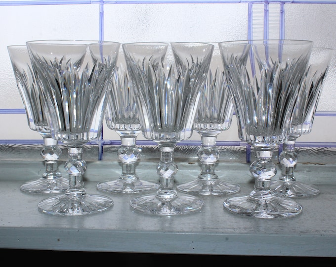 7 Kosta Boda Glass Pyramid Pattern Wine or Water Glasses Vintage 1960s