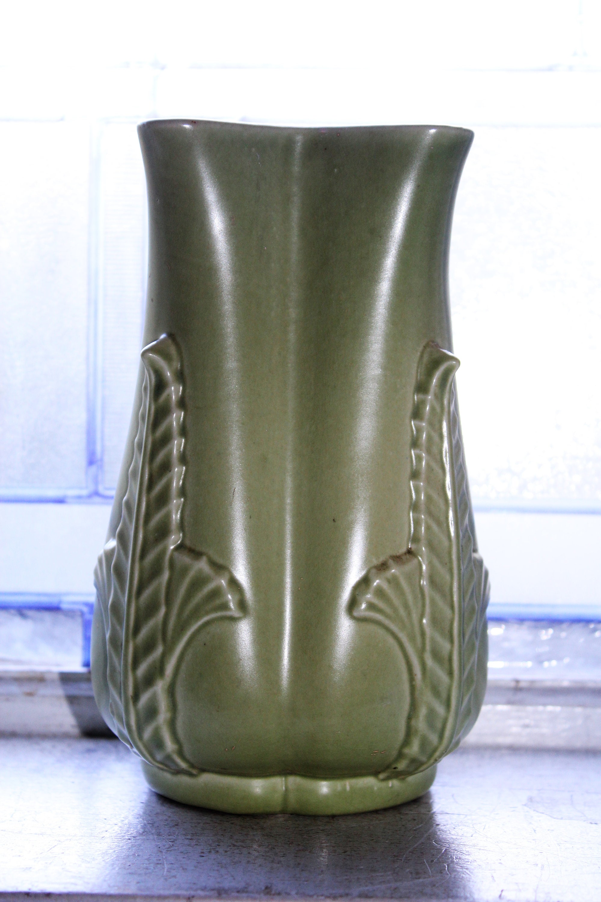 Mid Century Red Wing Pottery Vase 1950s Sage Green 1201